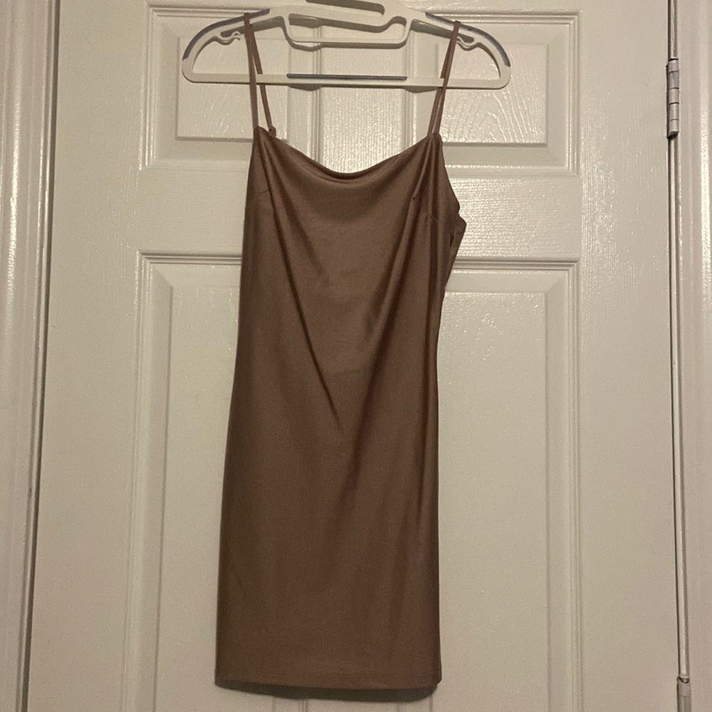 Pink satin slip dress